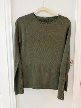 J. McLaughlin Olive Green Sweater with Gold Buttons